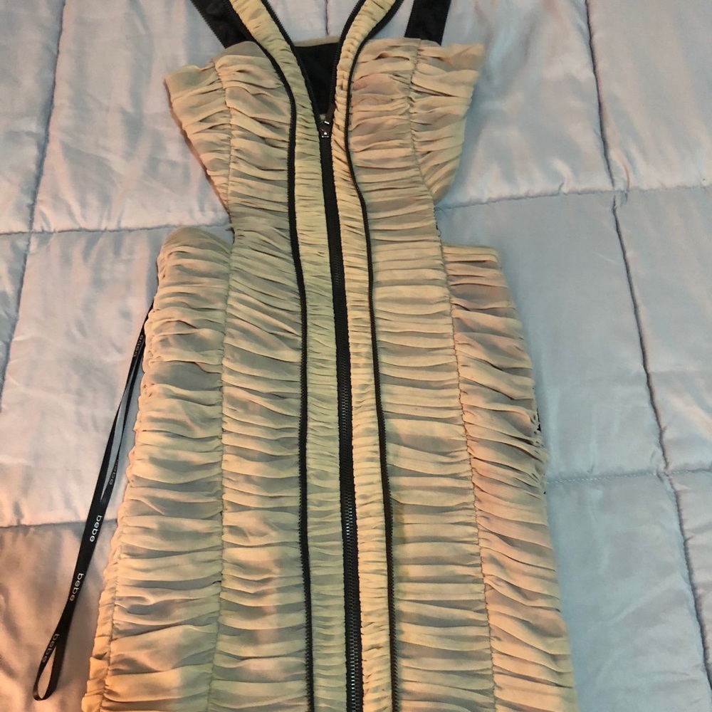 Bebe Mesh Dress in Tan color